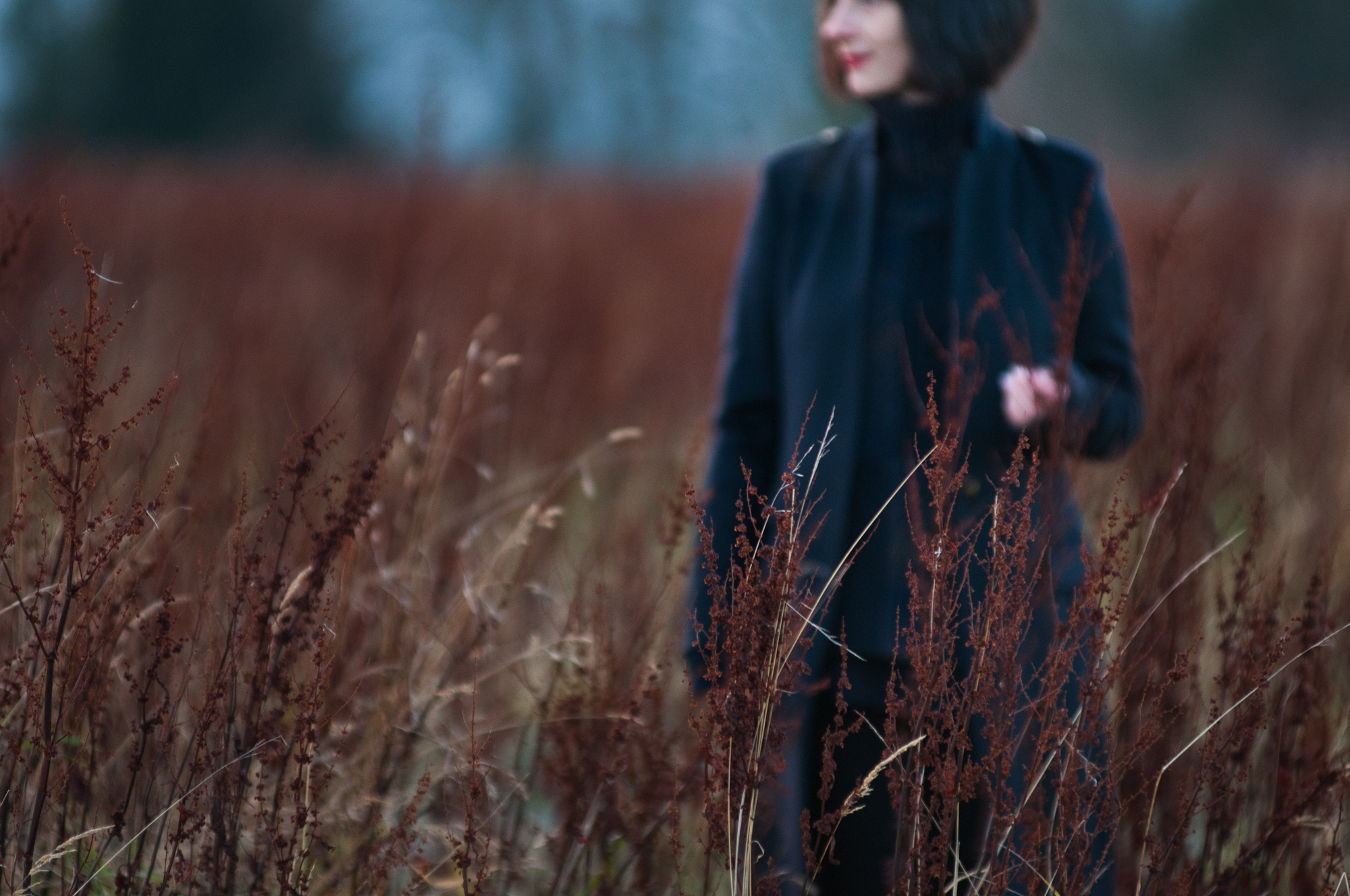 All Saints Isara Navy Wool Coat