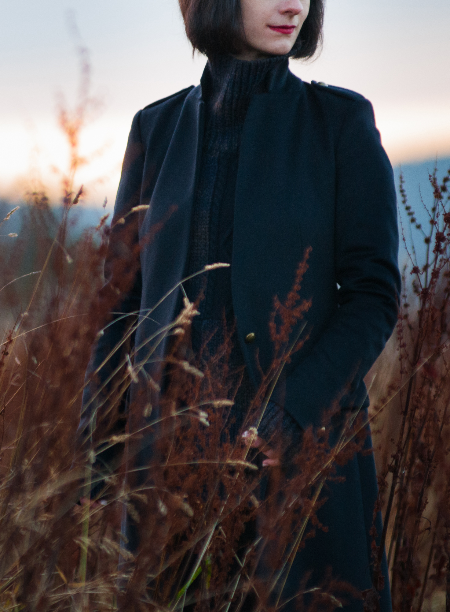 All Saints Isara Navy Wool Coat