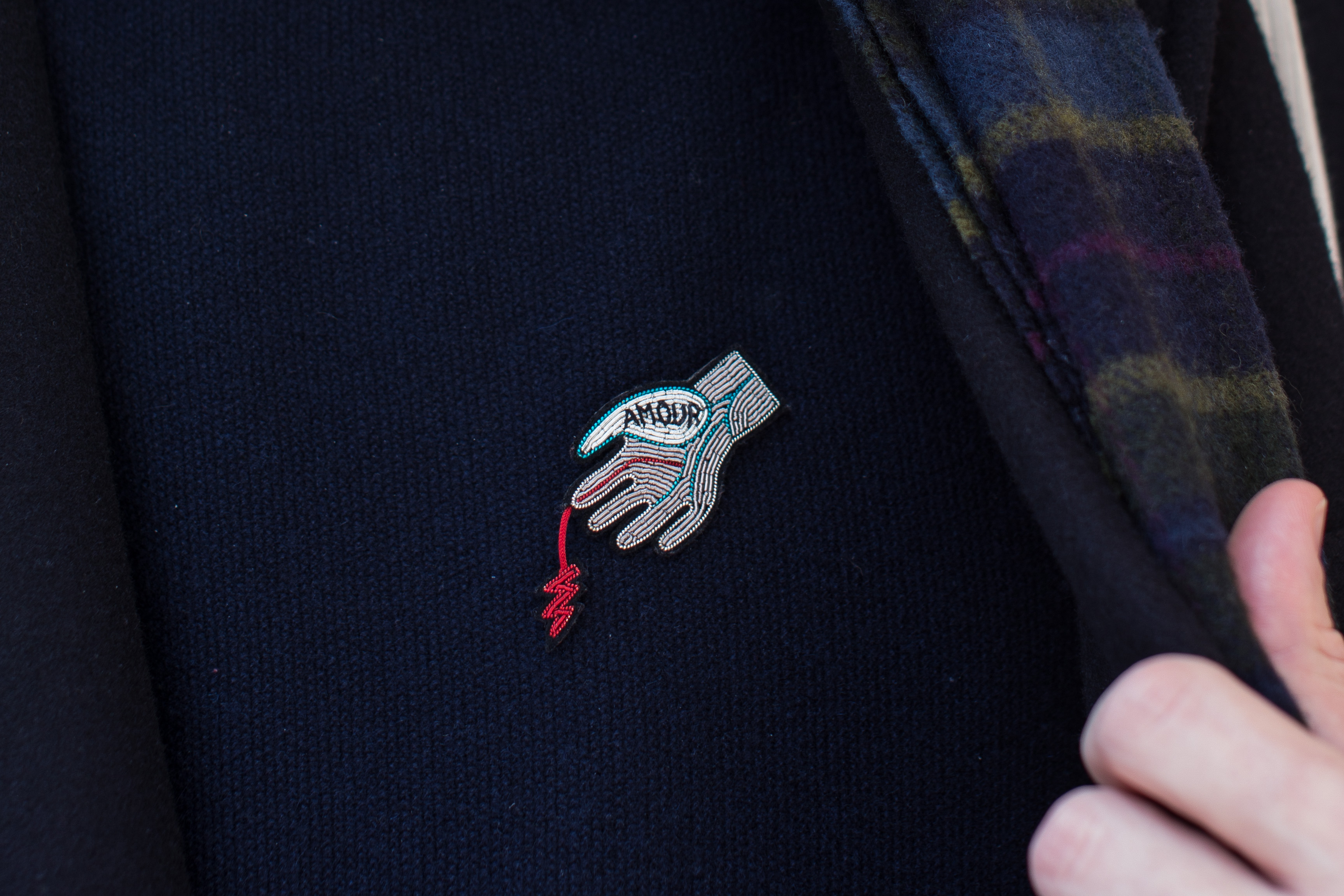 "Amour" embroidered badge from Macon and Lesquoy "Amour" embroidered badge from Macon and Lesquoy