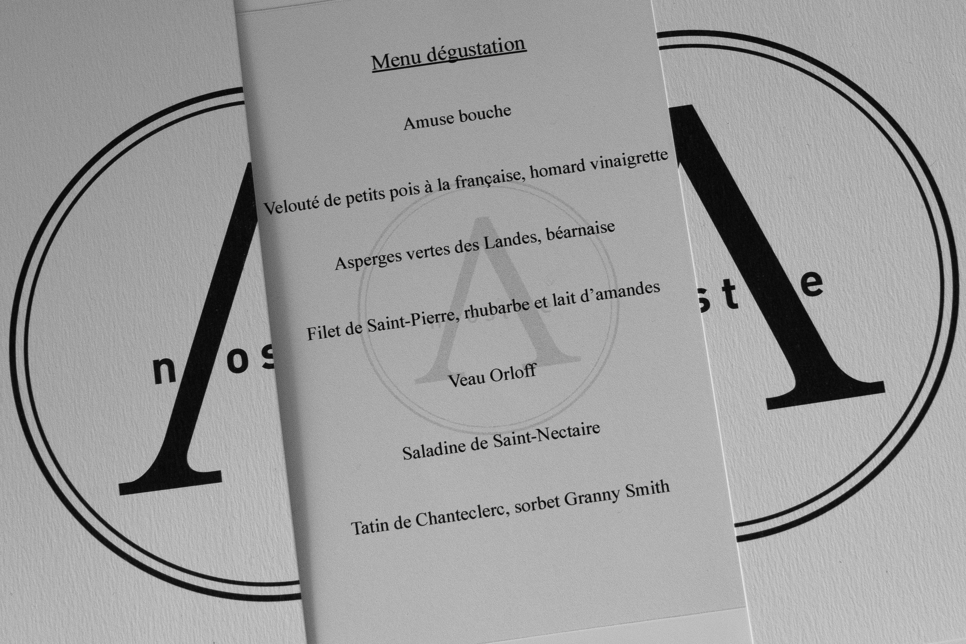 Night's menu at A. Noste Night's menu at A. Noste