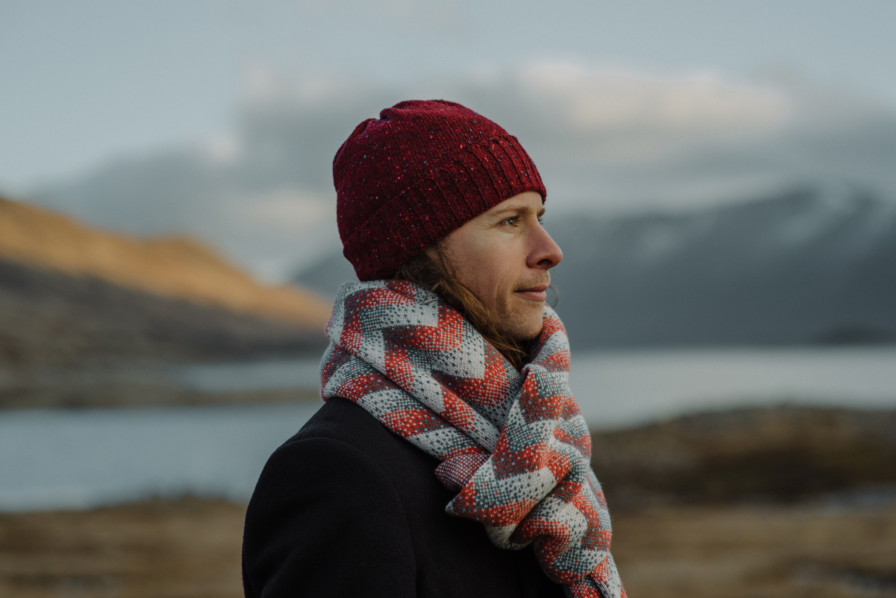 Donegal Wool Beanie by Oubas Knitwear and Elska Shawl by Hilary Grant / Photograph by Steven Gallagher