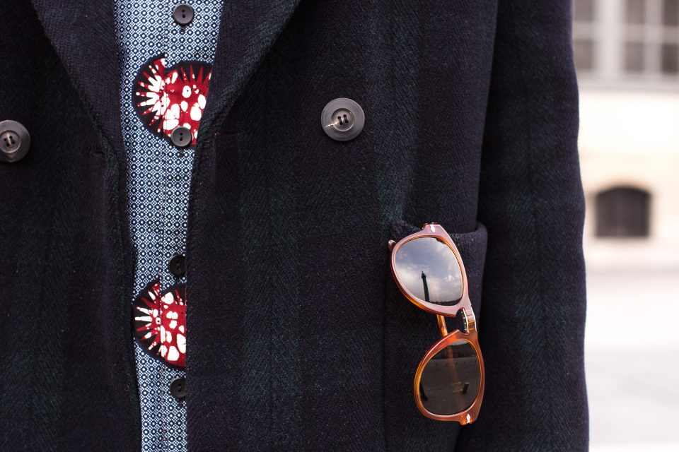 Patrons Woollen Coat details with Persol sunglasses Patrons Woollen Coat details with Persol sunglasses